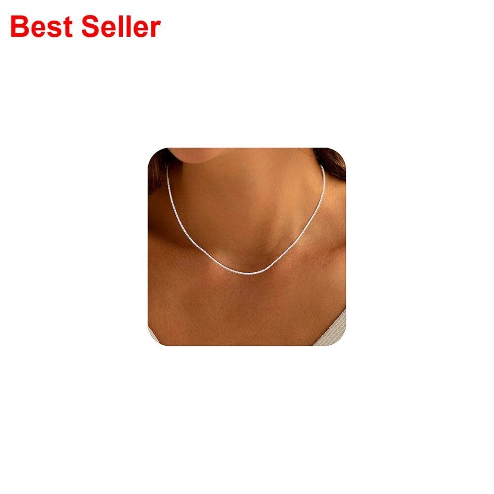 925 Sterling Silver Box Chain Necklace for Pendants, Dainty & Sturdy